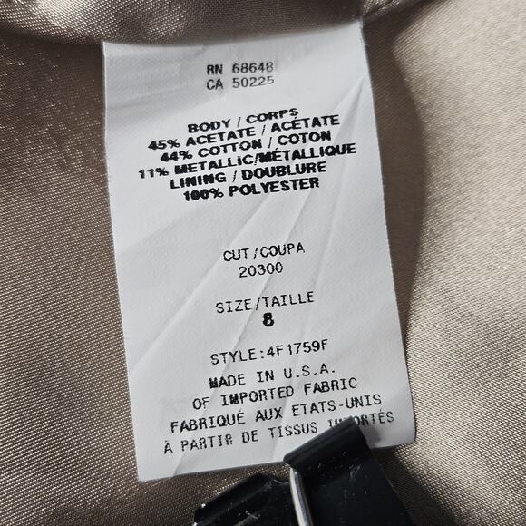 ABS Allen Schwartz Gold Mini Dress One Shoulder Gold Metallic Cocktail Sz 8 - Picture 10 of 10